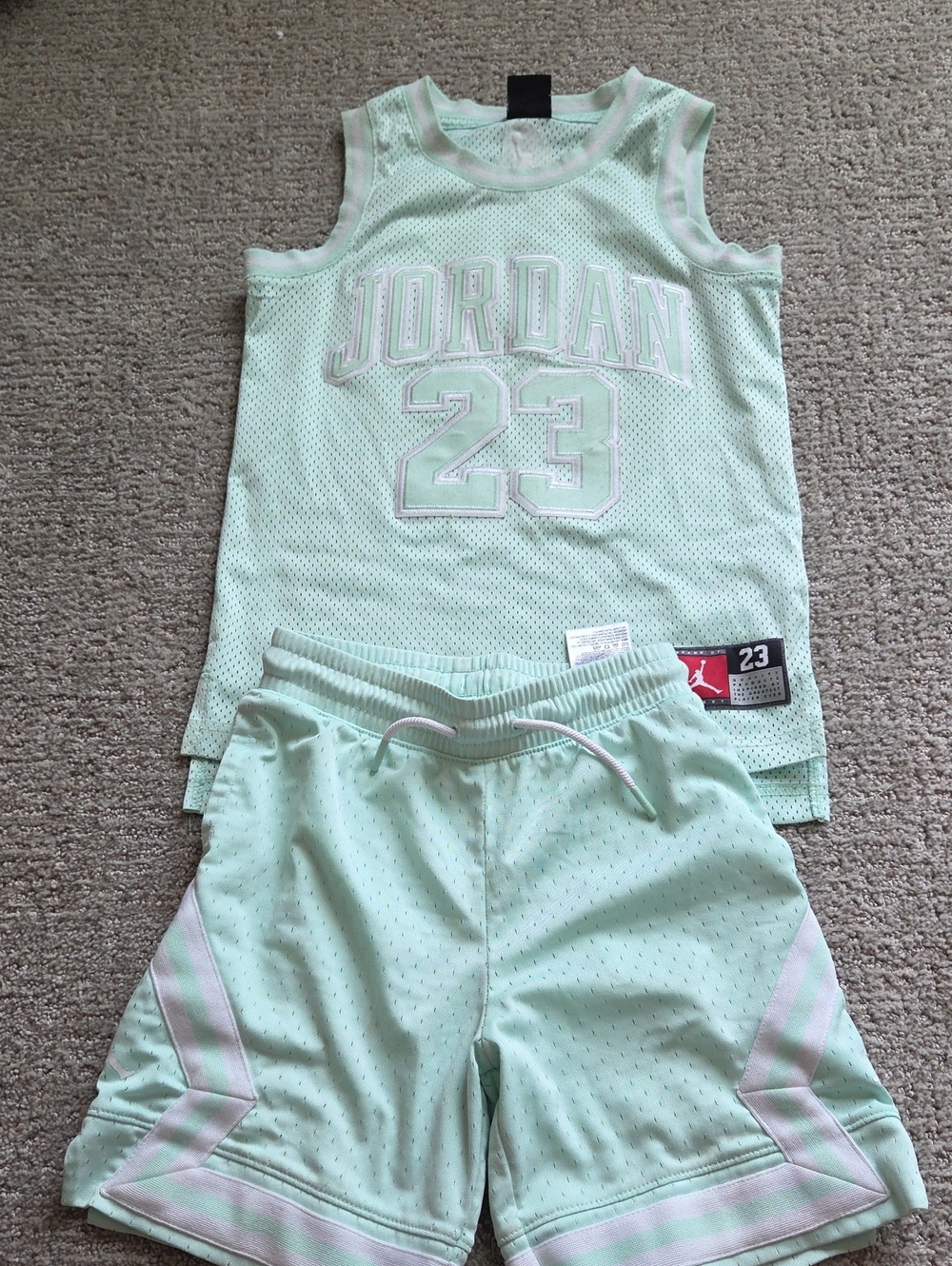 Jordan Kids Mint Green 23 Mesh Tank & Shorts Set